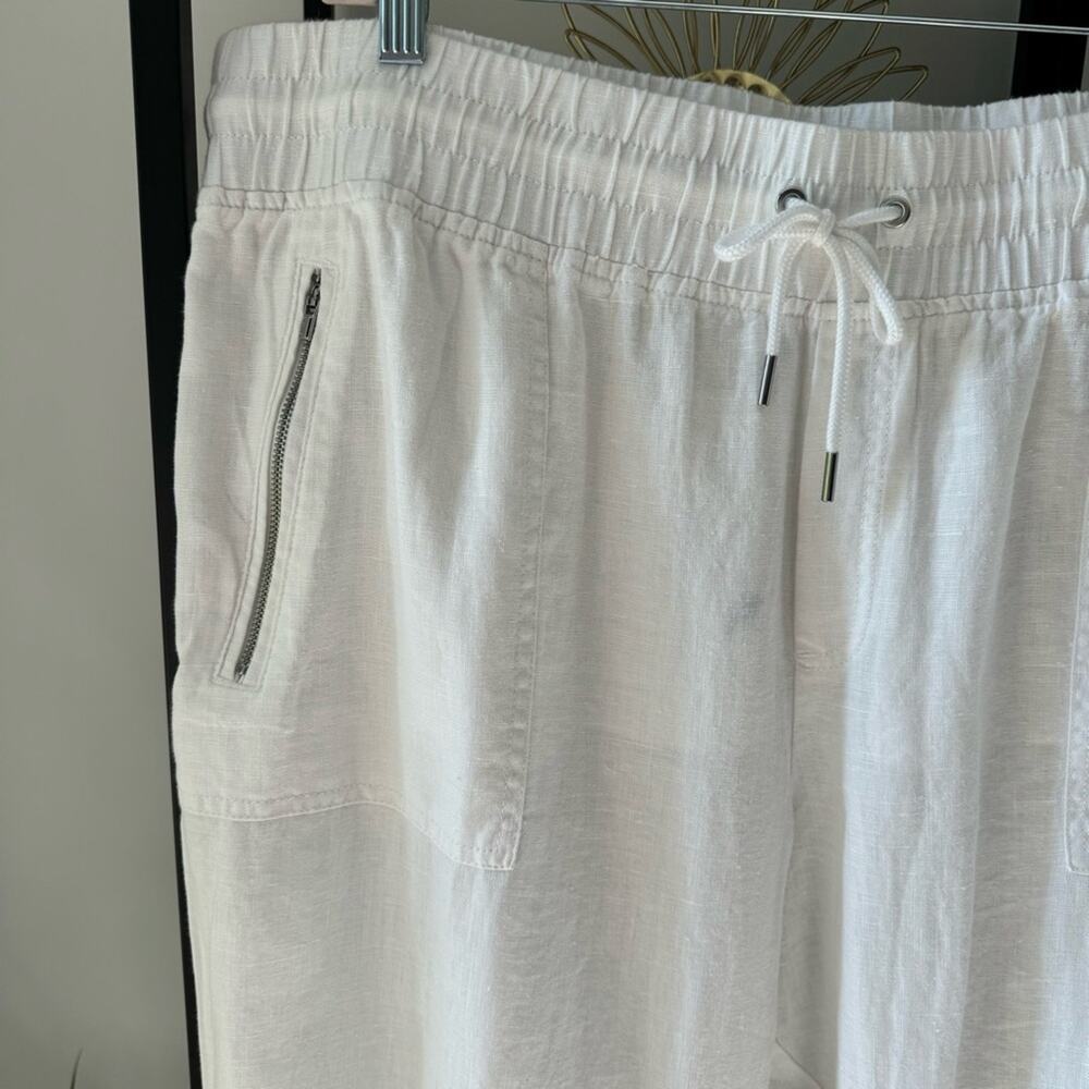 Athleta Cabo White 100% Linen High Rise Cropped Joggers Women’s Size 20 - Picture 6 of 15